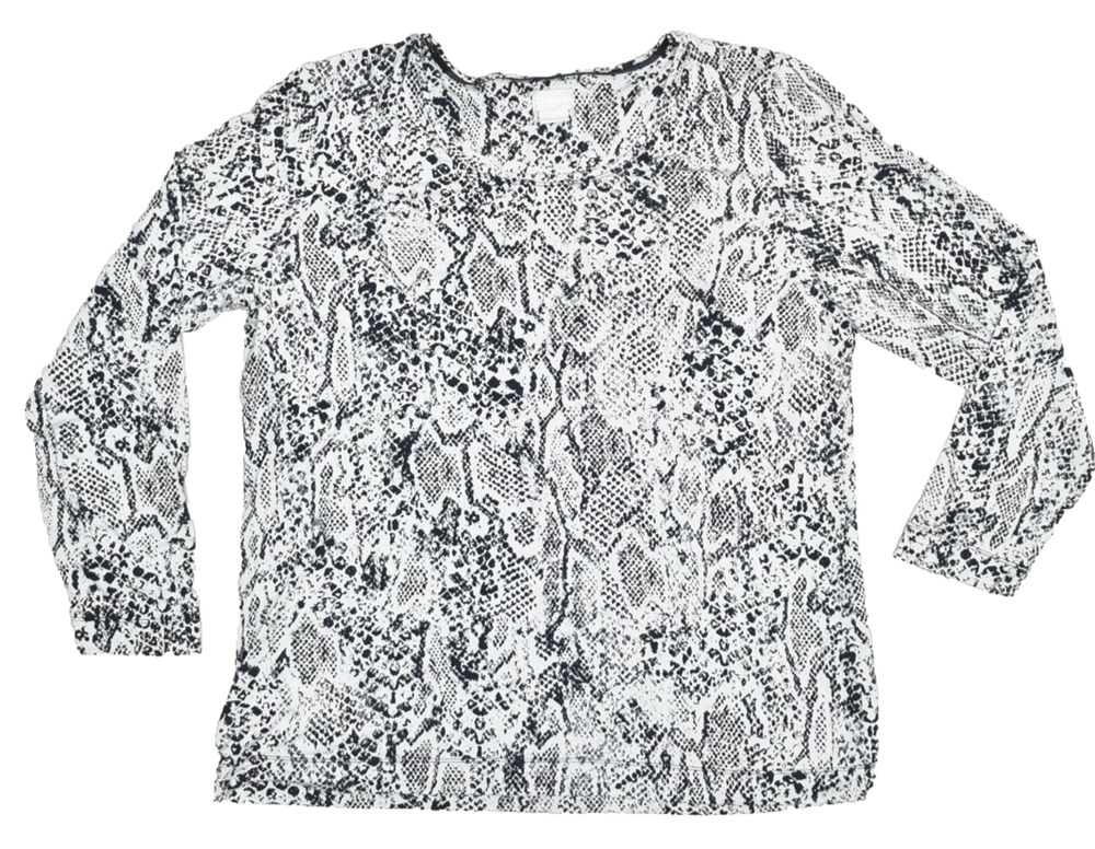 Chico's Women's Regular Size 2 Snake Print Long Sleeve Blouse Top